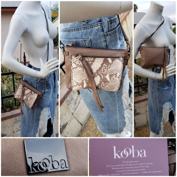 Kooba Snake Print‎ Leather Crossbody Bag N - Picture 1 of 1